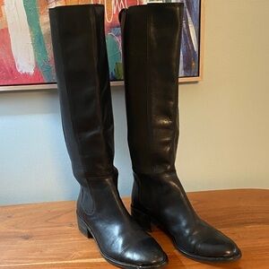 Black Leather Knee-High Boots